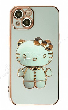 Eiroo iPhone 13 Aynal Kitty Standl Yeil Silikon Klf