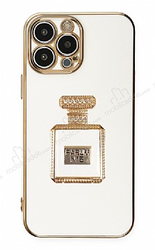 Eiroo iPhone 13 Pro Aynal Parfm Standl Beyaz Silikon Klf