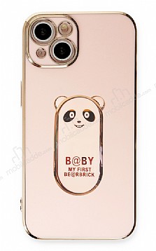 Eiroo iPhone 13 Baby Panda Standl Pembe Silikon Klf