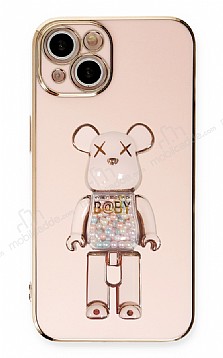 Eiroo iPhone 13 Candy Bear Standl Pembe Silikon Klf