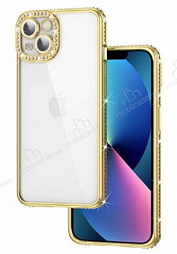 Eiroo iPhone 13 Kamera Korumal Tal Gold Silikon Klf