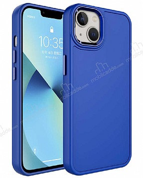 Eiroo iPhone 13 Metal ereveli Mavi Rubber Klf