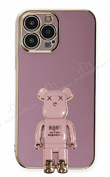 Eiroo iPhone 13 Pro Baby Bear Standl Mor Silikon Klf