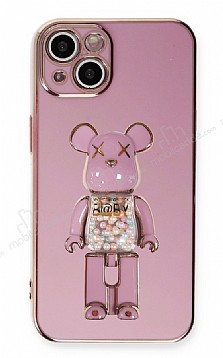 Eiroo iPhone 13 Mini Candy Bear Standl Mor Silikon Klf