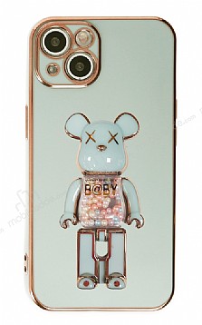 Eiroo iPhone 13 Mini Candy Bear Standl Yeil Silikon Klf