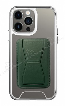 Eiroo iPhone 13 Pro Yeil Kartlkl Standl Ultra Koruma Klf