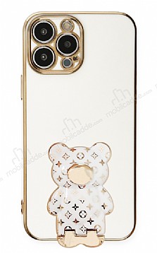 Eiroo iPhone 13 Pro Max Lks Ay Standl Beyaz Silikon Klf