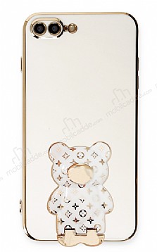 Eiroo iPhone 7 Plus / 8 Plus Lks Ay Standl Beyaz Silikon Klf
