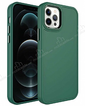 Eiroo iPhone 13 Pro Max Metal Çerçeveli Yeşil Rubber Kılıf