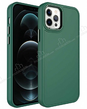 Eiroo iPhone 13 Pro Metal Çerçeveli Yeşil Rubber Kılıf