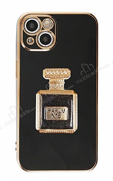 Eiroo iPhone 14 Aynal Parfm Standl Siyah Silikon Klf