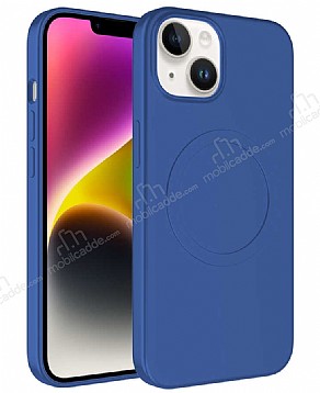 Eiroo iPhone 14 MagSafe zellikli Mavi Silikon Klf