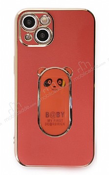 Eiroo iPhone 14 Plus Baby Panda Standl Krmz Silikon Klf