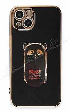 Eiroo iPhone 14 Plus Baby Panda Standl Siyah Silikon Klf