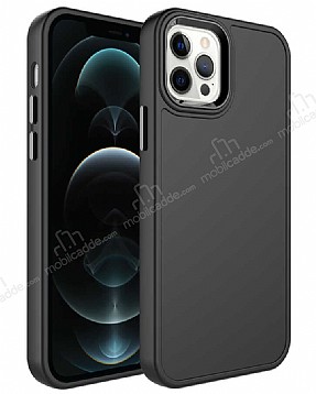 Eiroo iPhone 14 Pro Max Metal ereveli Siyah Rubber Klf