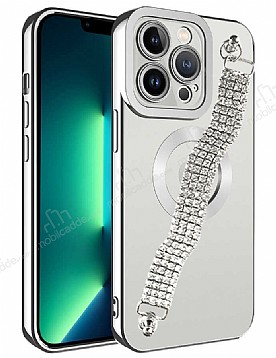 Eiroo iPhone 14 Pro Max Su Yolu Zincirli Silver Silikon Klf