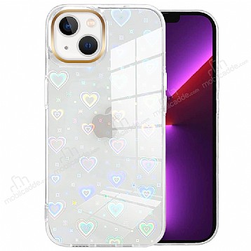 Eiroo iPhone 15 Hologram Kalpli Silikon Kenarl effaf Rubber Klf