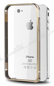 Eiroo iPhone 4 / 4S Gold izgili Bumper ereve Gold Klf