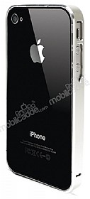 Eiroo iPhone 4 / 4S Gri Metal Bumper Klf