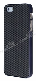 Eiroo iPhone SE / 5 / 5S Siyah Metal Kenarl Siyah Rubber Klf