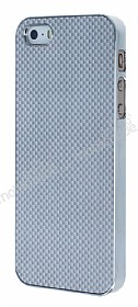 Eiroo iPhone SE / 5 / 5S Silver Metal Kenarl Gri Rubber Klf