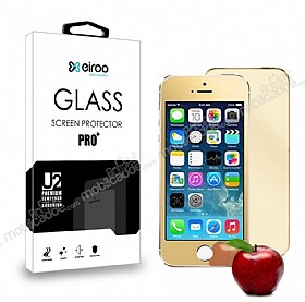 Eiroo iPhone SE / 5 / 5S n + Arka Tempered Glass Ayna Gold Cam Ekran Koruyucu
