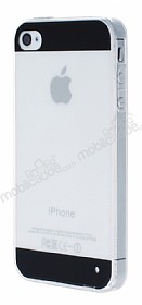 Eiroo iPhone 4 / 4S Siyah erit Silikon Klf