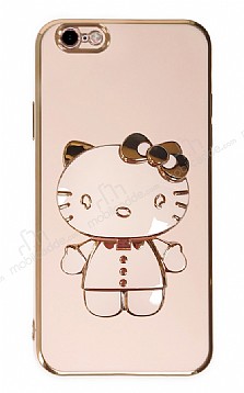 Eiroo iPhone 6 / 6S Aynal Kitty Standl Pembe Silikon Klf