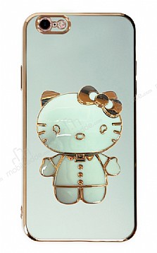 Eiroo iPhone 6 / 6S Aynal Kitty Standl Yeil Silikon Klf
