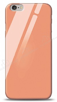 Eiroo iPhone 6 / 6S Silikon Kenarl Turuncu Cam Klf