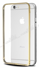 Eiroo iPhone 6 Plus / 6S Plus Gold izgili Metal Round Bumper Gold Klf