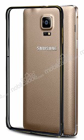 Eiroo Samsung N9100 Galaxy Note 4 Gold izgili Metal Round Bumper Siyah Klf