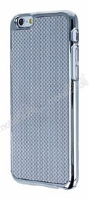 Eiroo iPhone 6 / 6S Silver Metal Kenarl Gri Rubber Klf