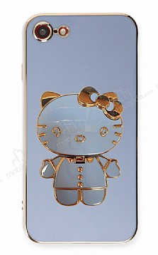 Eiroo iPhone 7 / 8 Aynal Kitty Standl Mavi Silikon Klf