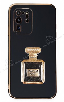 Eiroo Samsung Galaxy S20 Ultra Aynal Parfm Standl Siyah Silikon Klf