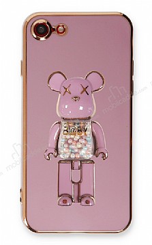 Eiroo iPhone 7 / 8 Candy Bear Standl Mor Silikon Klf