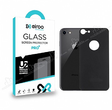 Eiroo iPhone 7 / 8 Tempered Glass Arka Siyah Cam Gvde Koruyucu
