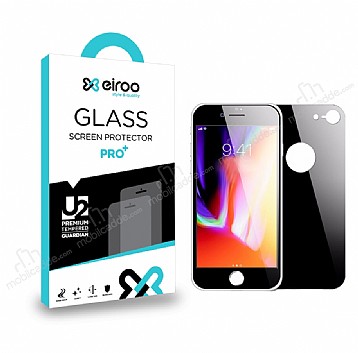 Eiroo iPhone 7 / 8 Tempered Glass n + Arka Siyah Cam Ekran Koruyucu
