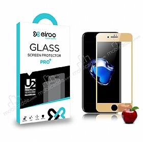 Eiroo iPhone 7 / 8 n + Arka Tempered Glass Ayna Gold Cam Ekran Koruyucu