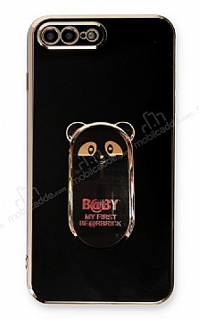 Eiroo iPhone 7 Plus / 8 Plus Baby Panda Standl Siyah Silikon Klf
