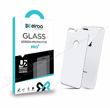 Eiroo iPhone 7 Plus / 8 Plus Tempered Glass Arka Beyaz Cam Gvde Koruyucu
