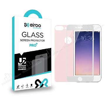 Eiroo iPhone 7 Plus / 8 Plus Tempered Glass n + Arka Rose Gold Cam Ekran Koruyucu