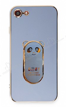 Eiroo iPhone 7/8 Baby Panda Standl Mavi Silikon Klf