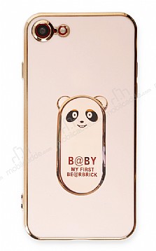 Eiroo iPhone SE 2020 Baby Panda Standl Pembe Silikon Klf