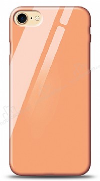 Eiroo iPhone SE 2020 Silikon Kenarl Cam Turuncu Klf