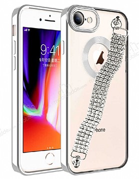 Eiroo iPhone SE 2020 Su Yolu Zincirli Silver Silikon Klf