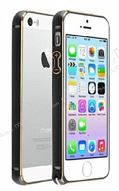 Eiroo iPhone SE / 5 / 5S Metal Bumper ereve Siyah Klf