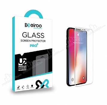 Eiroo iPhone X / XS Full Tempered Glass Beyaz Mat Cam Ekran Koruyucu
