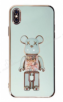 Eiroo iPhone X / XS Candy Bear Standl Yeil Silikon Klf