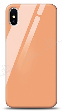 Eiroo iPhone X / XS Silikon Kenarl Turuncu Cam Klf